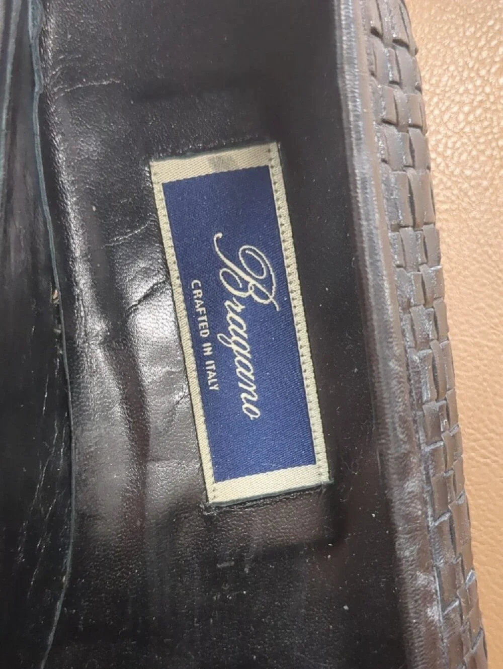 *Made In Italy* Cole Haan Black Woven Leather Slip-On Loafers